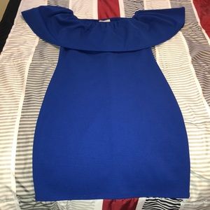 Royal blue off the shoulder dress